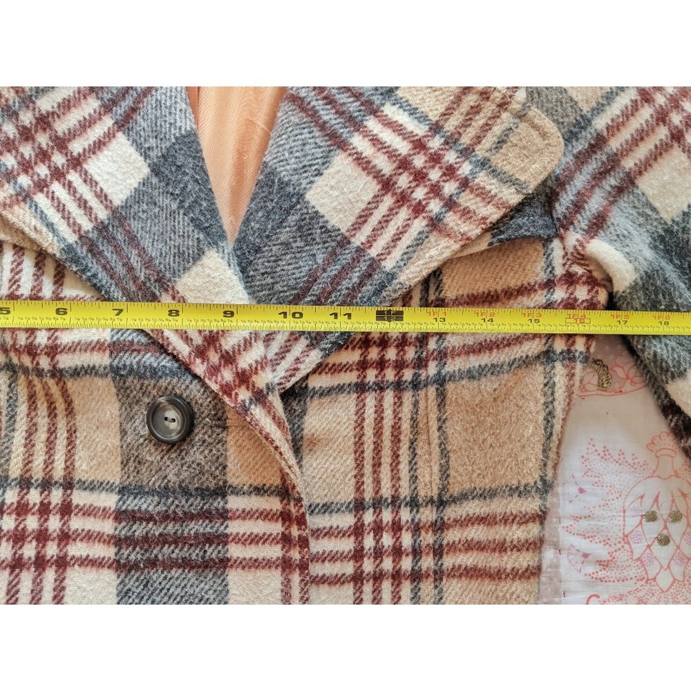 Vintage plaid maxi double breasted trench wool coat - Picture 7 of 11